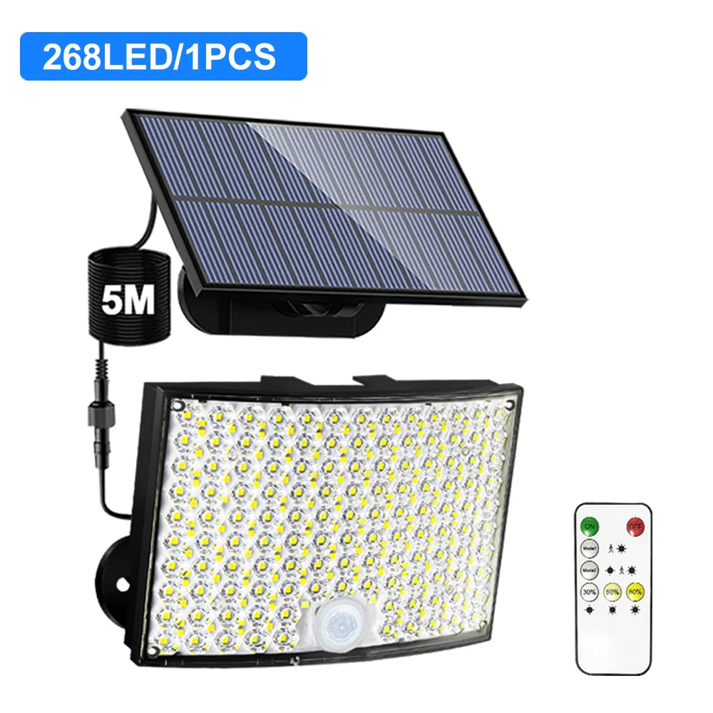 268LED Solar Powered Lights IP65 Waterproof 5 Modes Solar Motion Sensor Flood Lights For Garden Pathway Lighting Zpaxo 268 LED-1PC