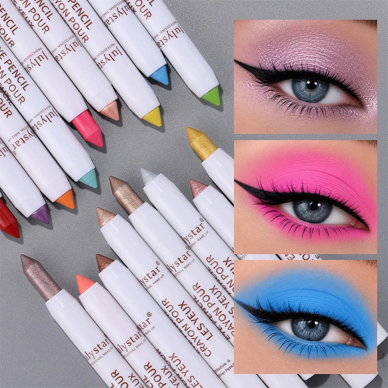 17 Colors Pearly Matte Eyeshadow Stick Crayon Makeup Smudge-Proof & Waterproof High Pigmented Shimmer Eyeshadow Eyeliner Pencil Zpaxo