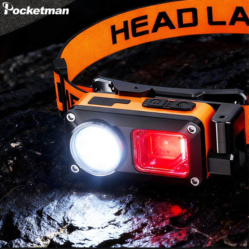 POCKETMAN Rechargeable LED Headlamp – 7 Modes, IPX4, USB-C