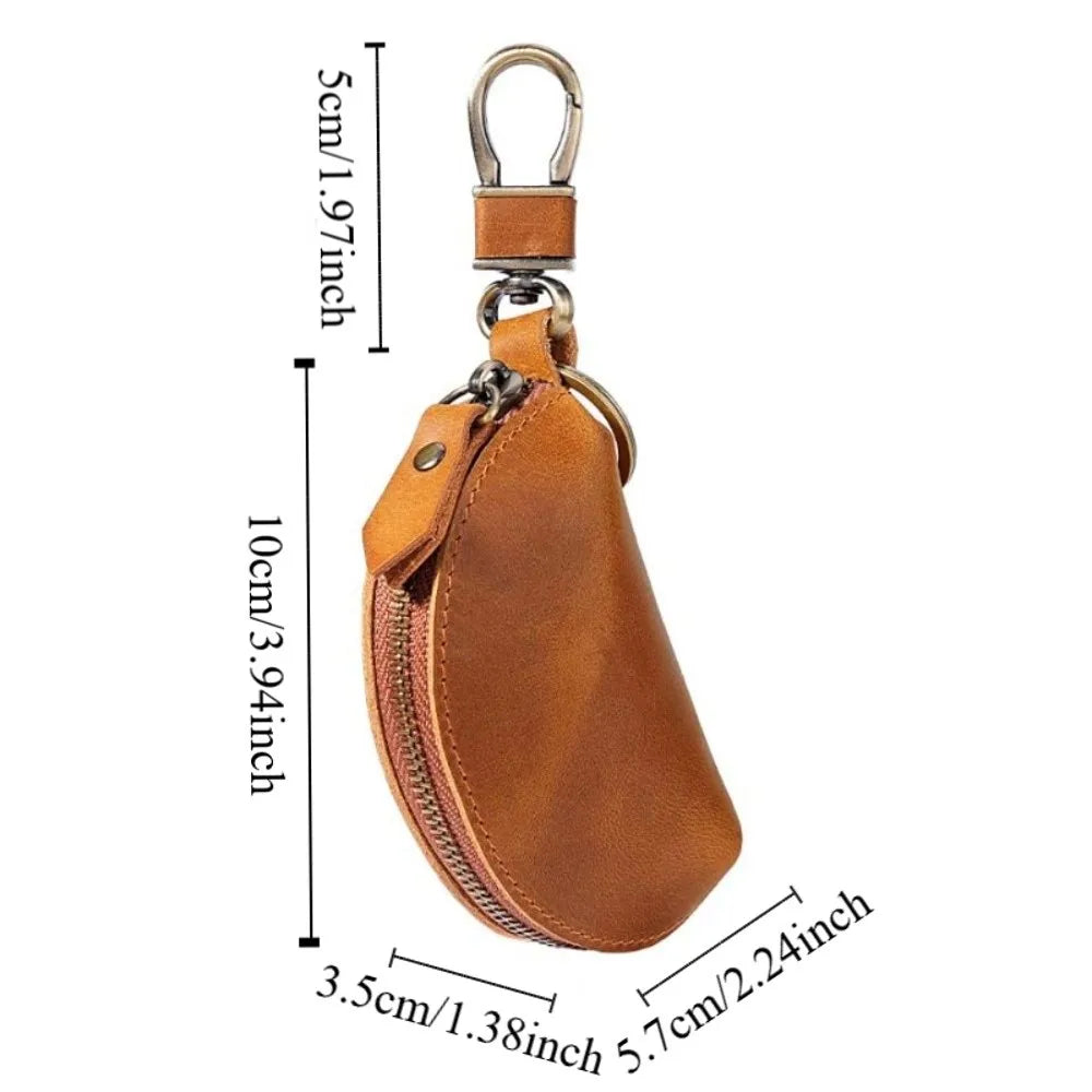 Durable Genuine Car Key Pouch Multi-Color Simple Leather Key Holder Classic Elegant Key Case with Carabiner Men/Women Zpaxo