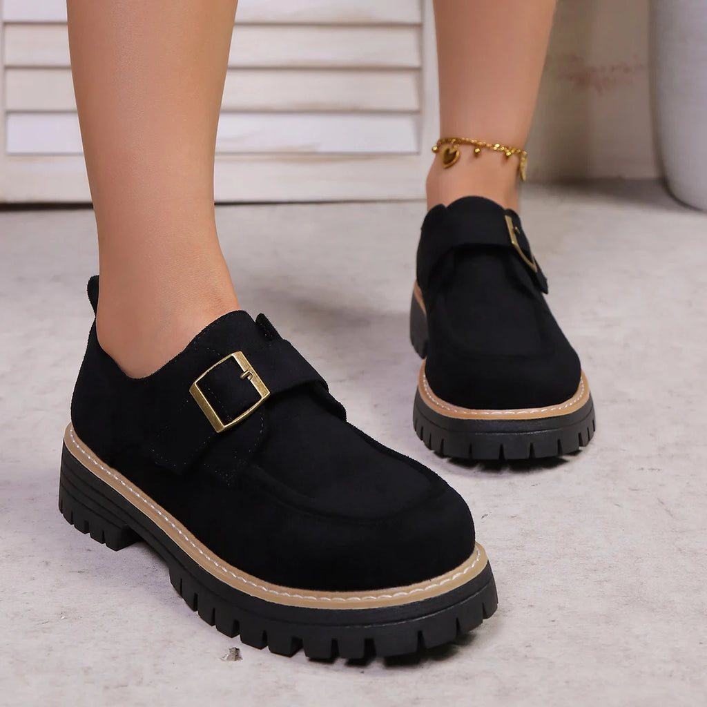 Women Loafers British Style Women Flat Shoes Casual Retro Leisure Round Toe Sneakers Women Spring Autumn Thick Bottom Shoes Zpaxo