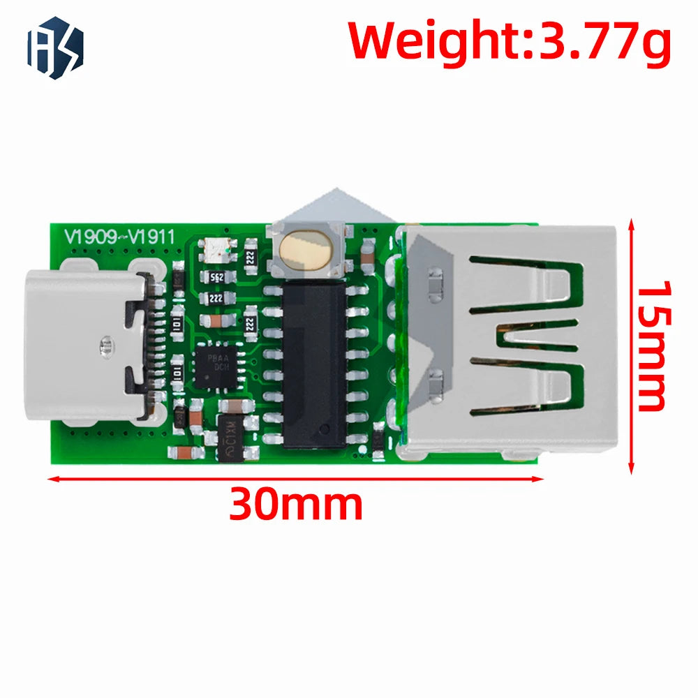 ‌USB-C PD3.0/QC4 Fast Charge Trigger Module – 5-20V Programmable DC Output for Laptop Charging, Power Bank Activation Zpaxo