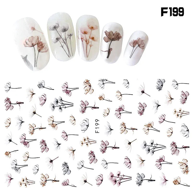 53 Colors Nail Polish Stickers Pure Strips Waterproof Adhesive Full