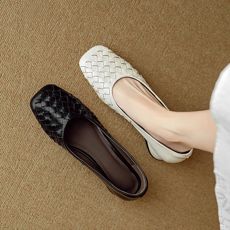 Woman Fashion Heeled Sandals Summer Dress Shallow Shoes Weave Retro Women Shoes 2025 New Designer Trend Walking Zapatos De Mujer Zpaxo