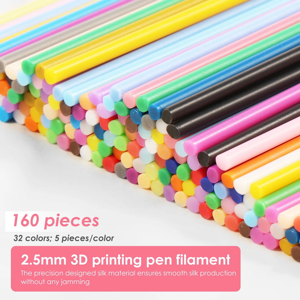 320/160 Strands 2.5mm 3D Doodler Refill 25/30/32Colors 3D Doodler Pen Refills Safe Low Temperature PCL For 3Doodler Start + Zpaxo