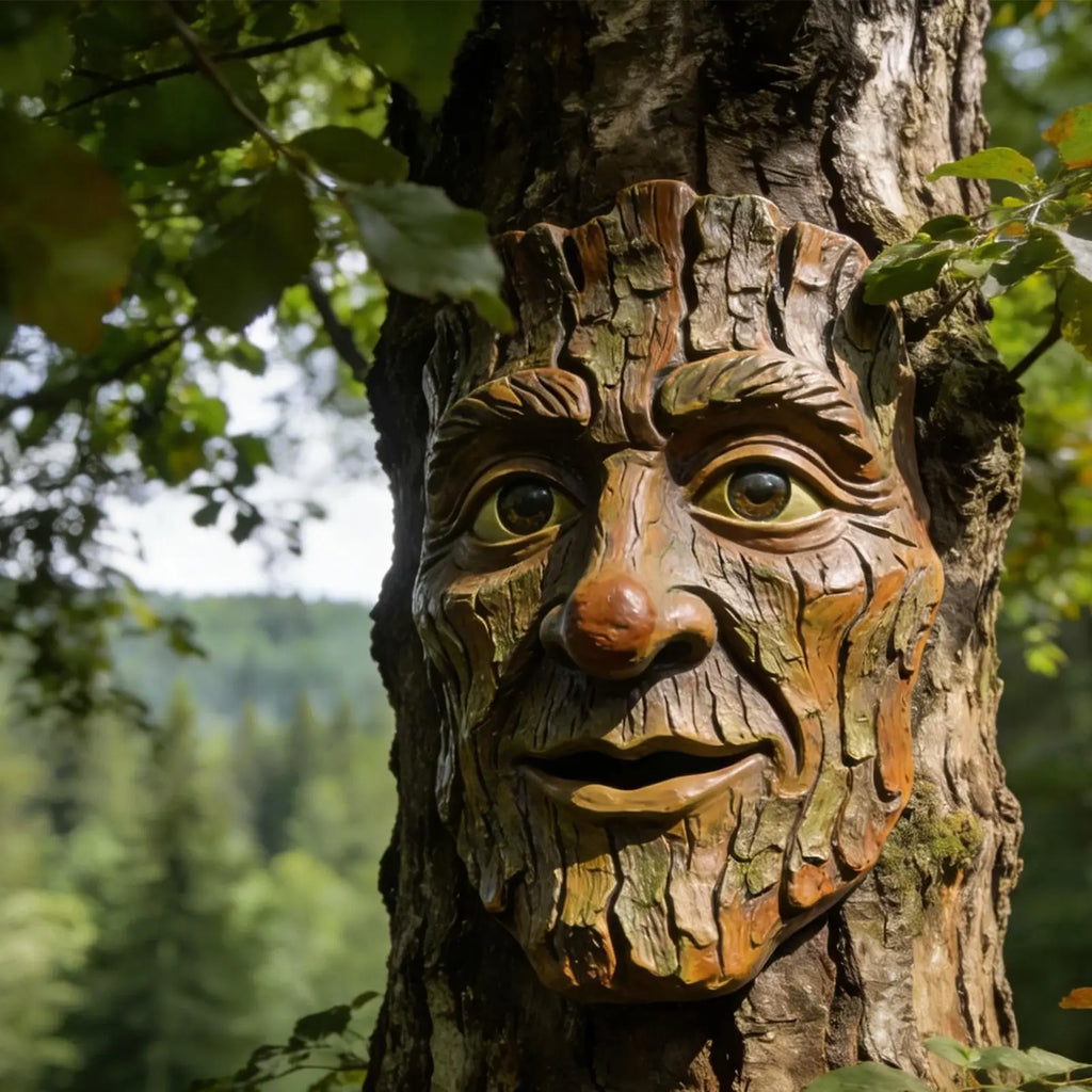 Tree Faces Decor Outdoor Resin Old Man Face Statue Yard Art Garden