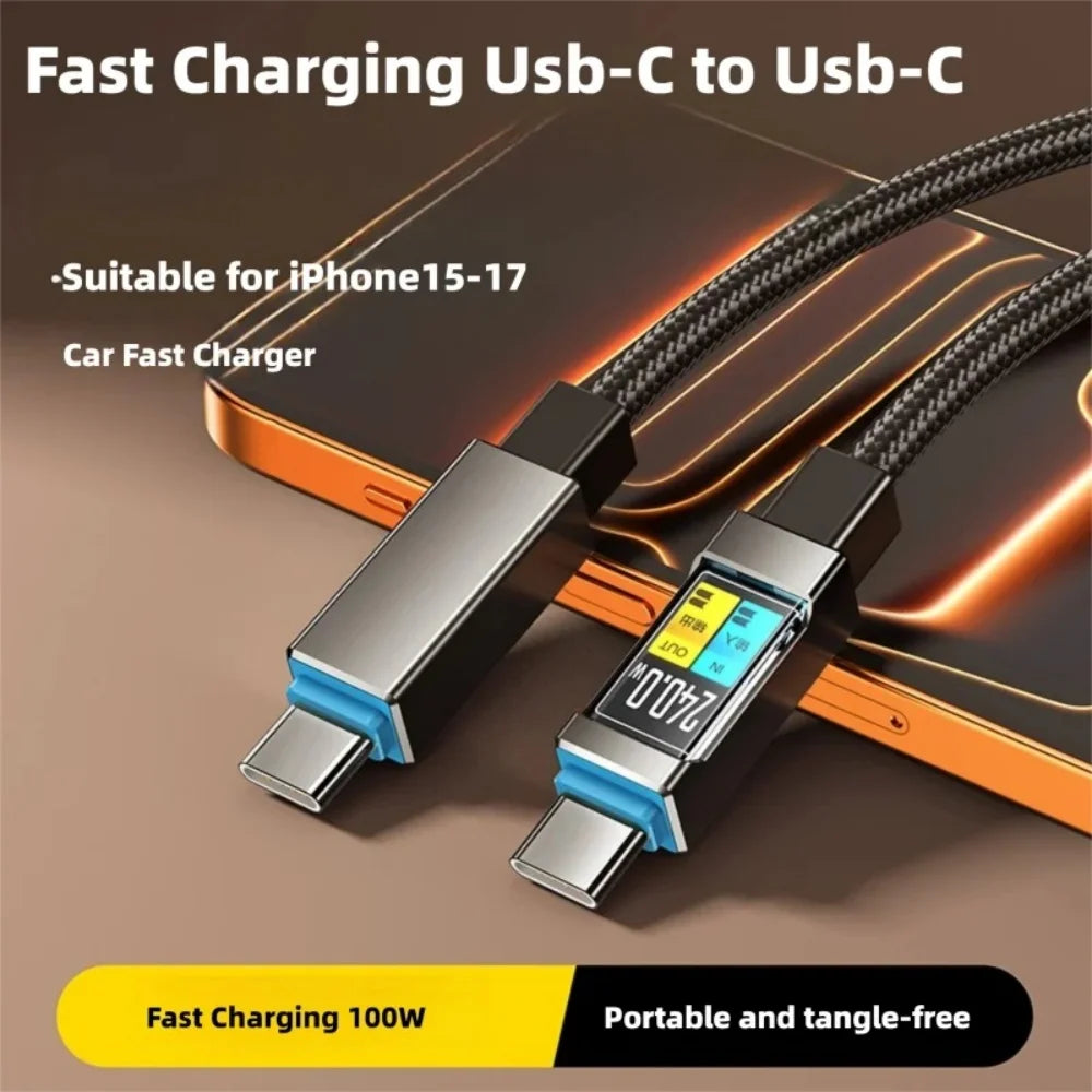 100W USB-C to USB-C Fast Charging Cable 1.5m – 5A USB-C Charging Cable Zpaxo