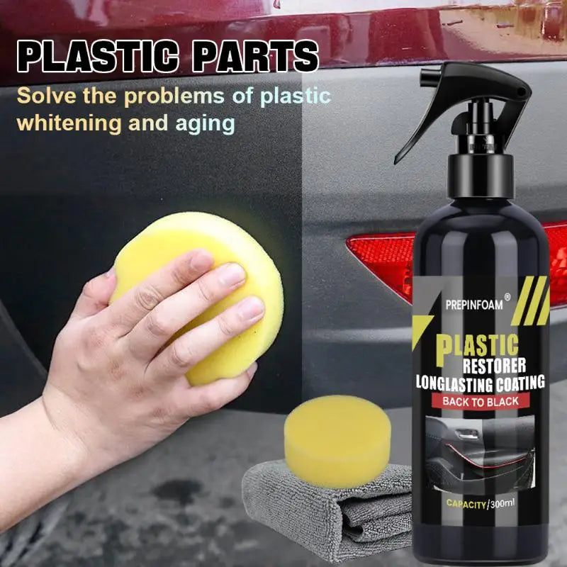 Car Plastic Restorer Spray – Black Shine, Seal & Protect