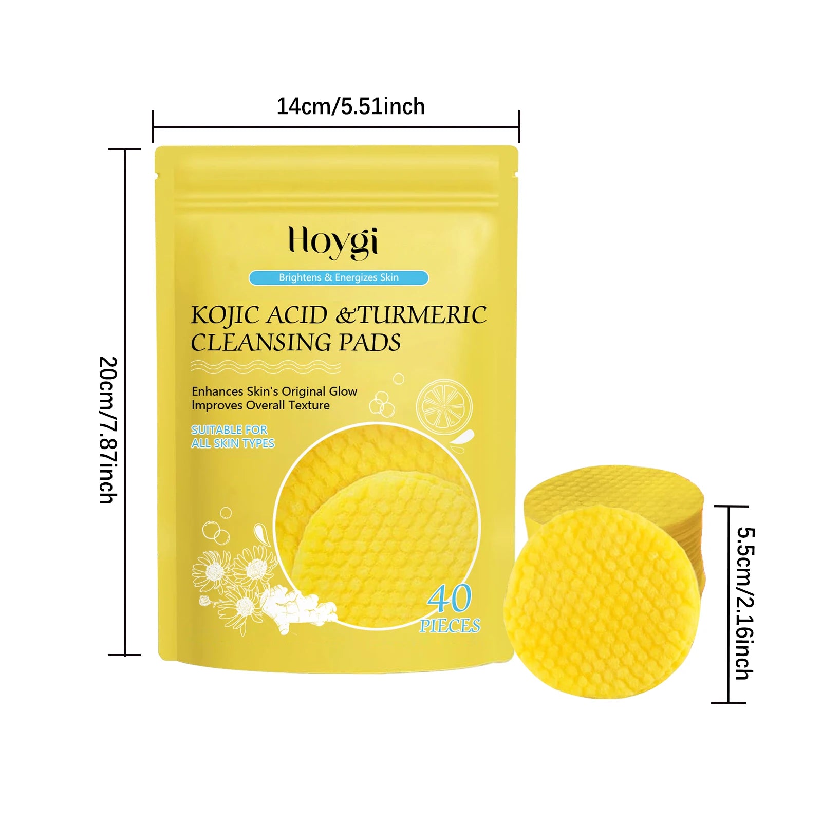 Turmeric Kojic Acid Cleansing Pads – Exfoliator & Pore Cleanser Facial Cleansing Pads Zpaxo