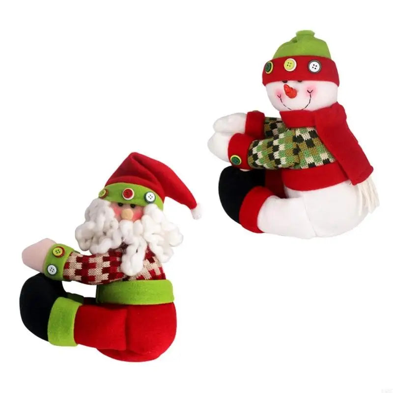 Holiday Themed Knitted Santa Snowmans Tree Toppers Star Fabric