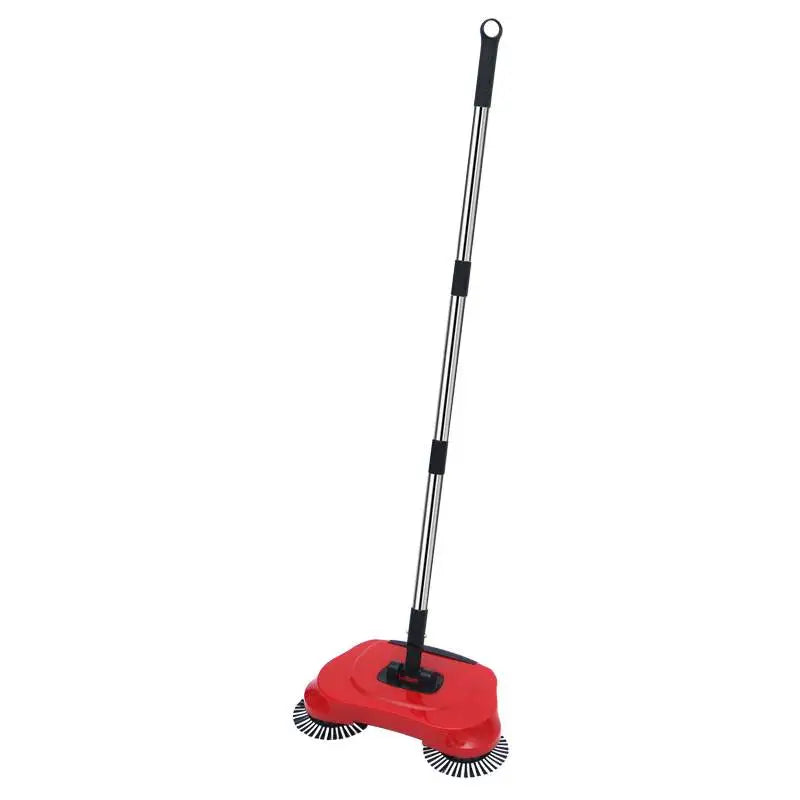 Hand Push Broom, Multifunctional Cleaning Tool Sweep Mop, Long Handle Push Broom with Auto Spiral Deep Clean System Zpaxo red