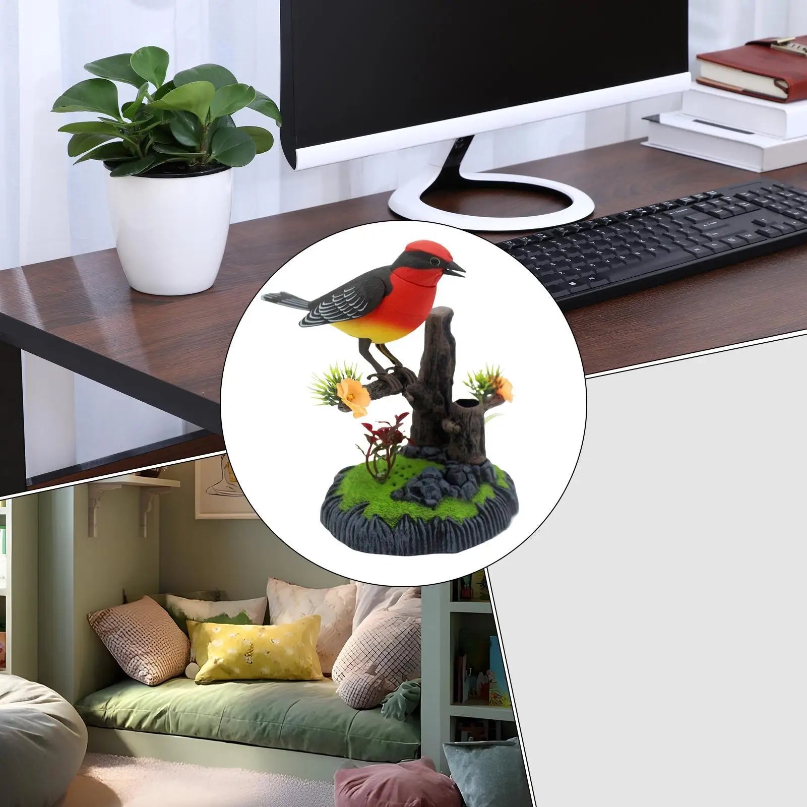 Simulation Electronic Bird Kids Toy Chirp Pen Holder Decorative Zpaxo