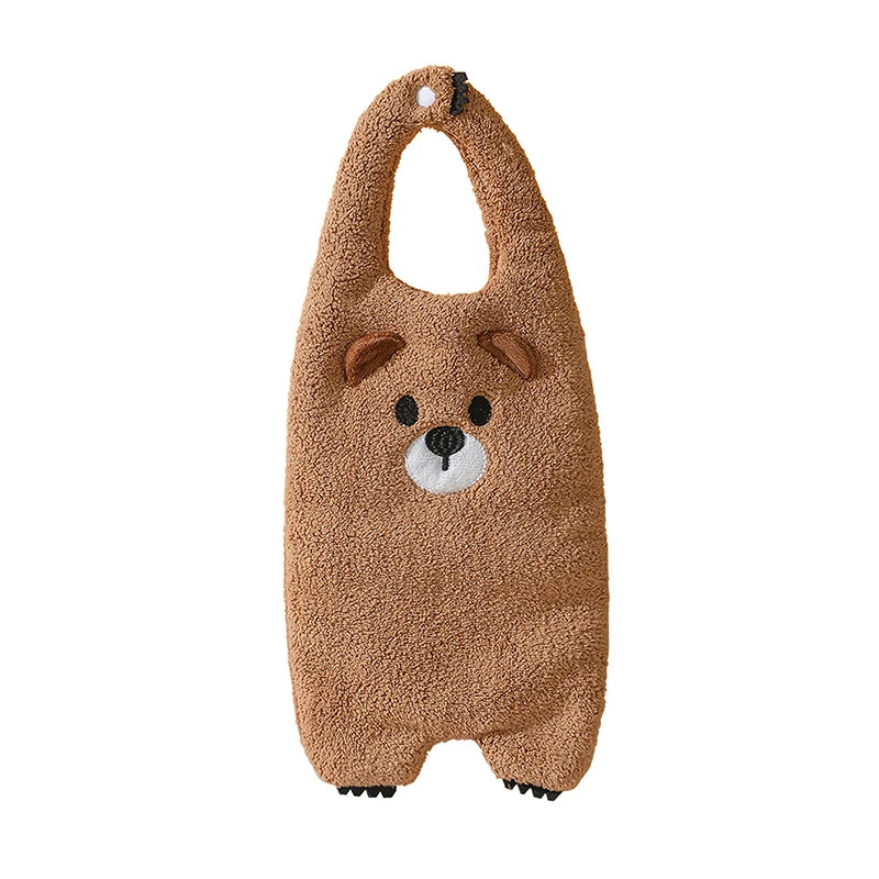 Coral Velvet Towel Cute Hanging Cartoon Kitchen Bathroom Absorbent Zpaxo StyleB