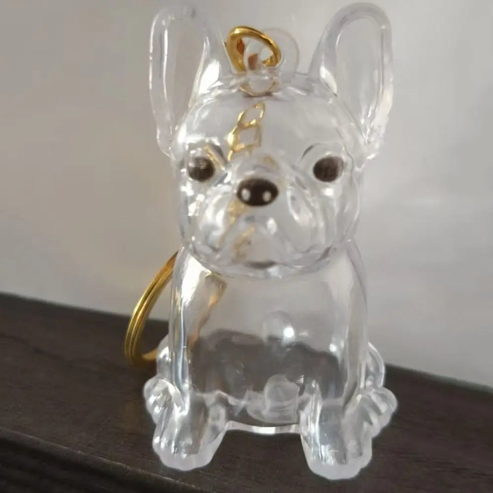 Cartoon Dog Shape Dog Hair Storage Box Transparent DIY Handmade Pet Hair Keychain Keyring Acrylic Puppy Pendants Backpack Zpaxo