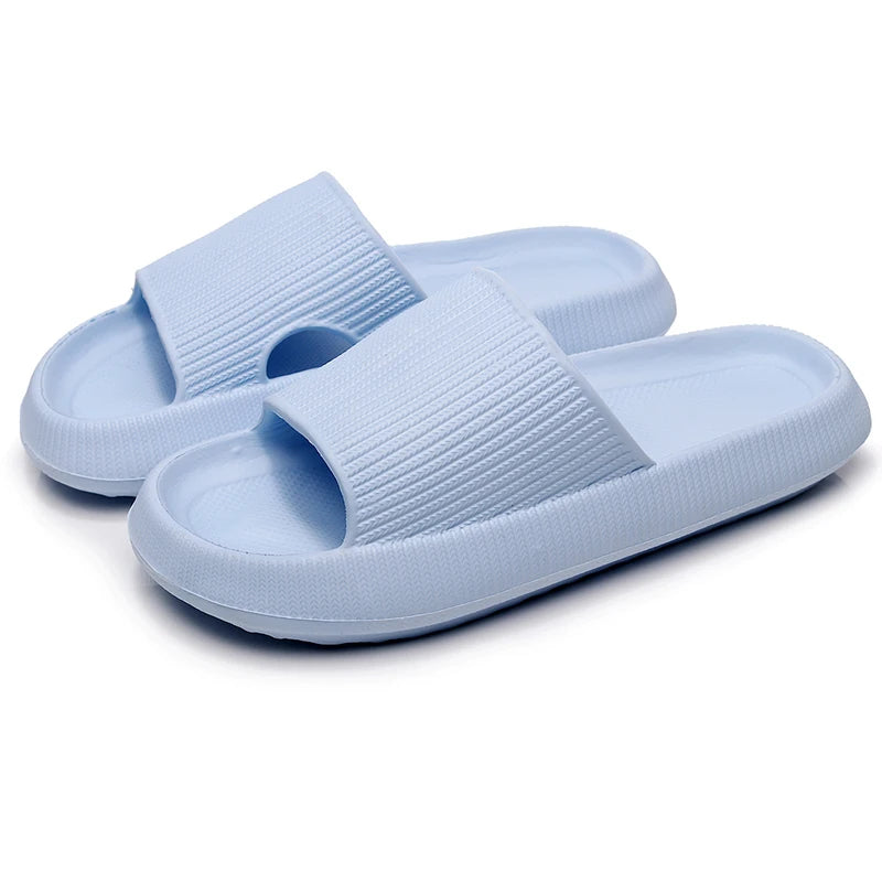 Women Thick Sole Home Slippers Heel Ladies Platform Flat Shoes Zpaxo LIGHT BLUE 38-39