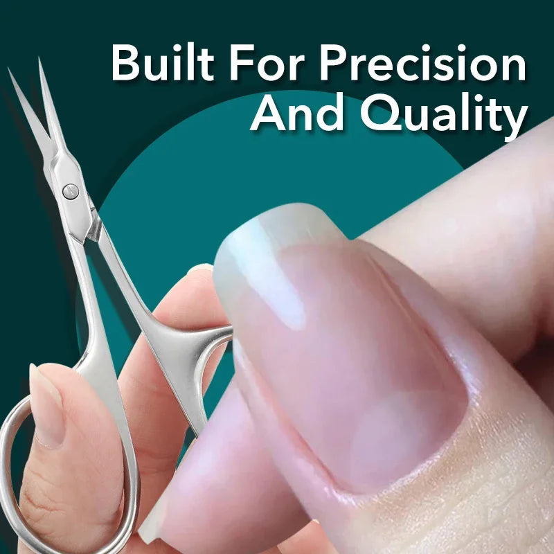 Stainless Steel Cuticle Scissors Curved Blade Nail Manicure Tool for Eyebrow Eyelash Dry Skin Multi-purpose Compact Size Zpaxo