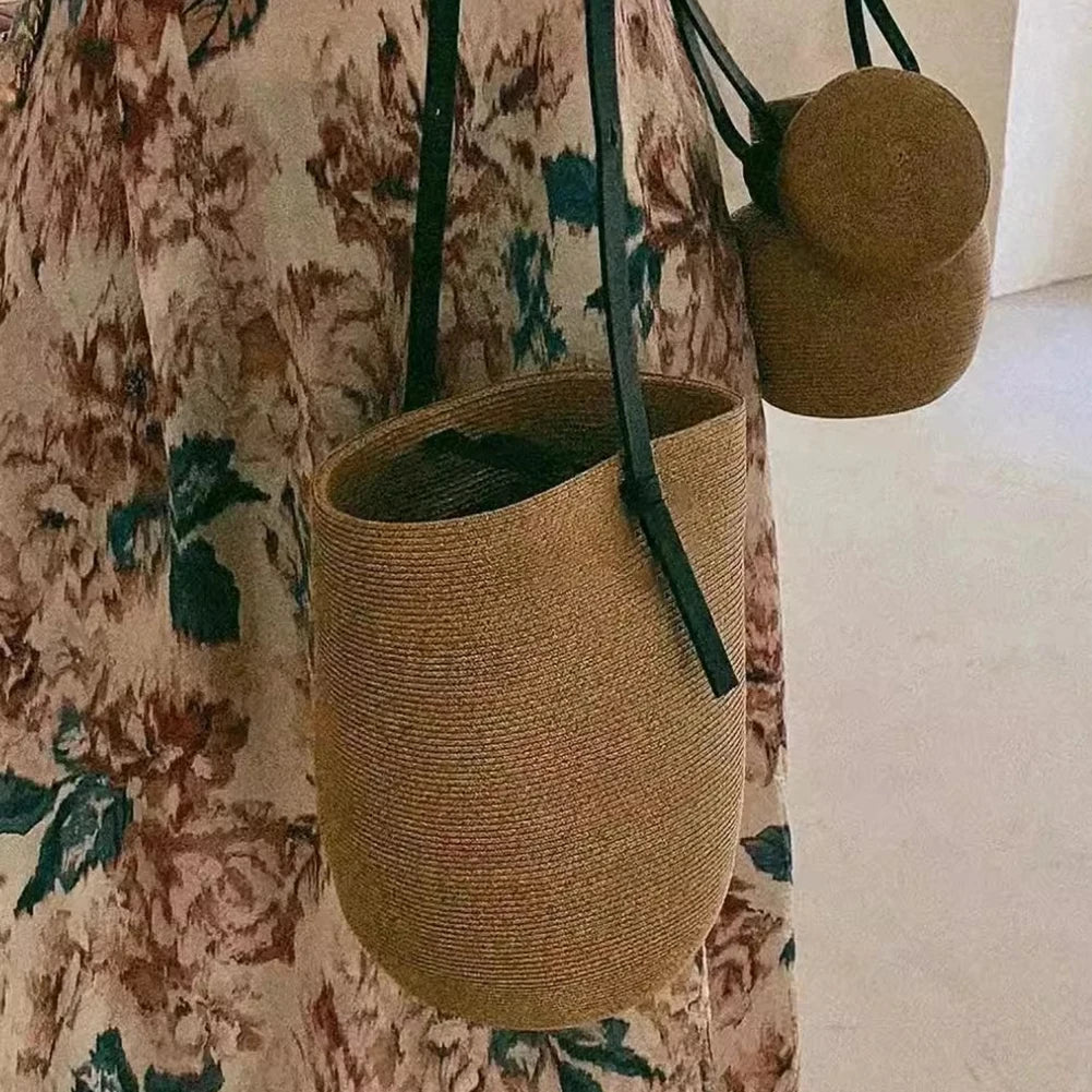 Bucket Bag Women Adjustable Strap Summer Beach Solid Shoulder Cute Zpaxo