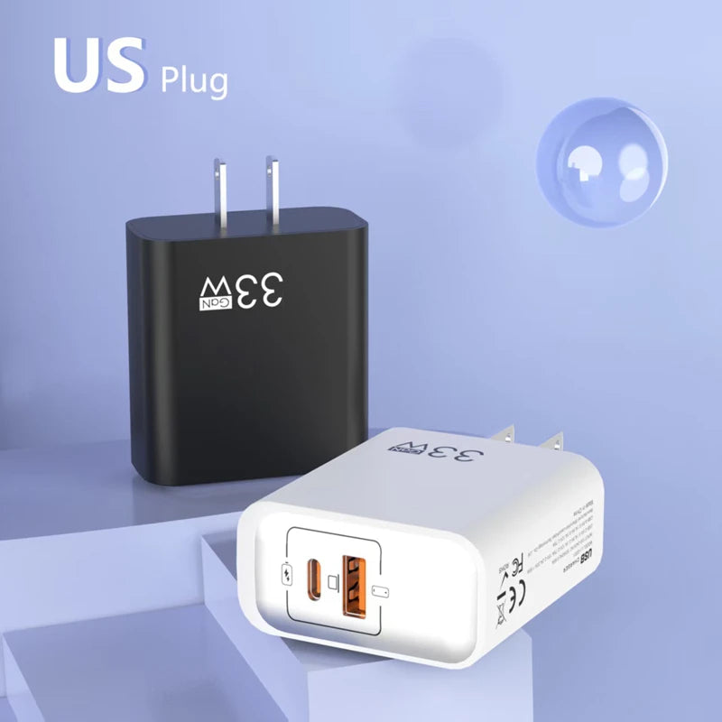 Gan Dual Port Double USB Charger Universal Fast Charging Turbo Charge