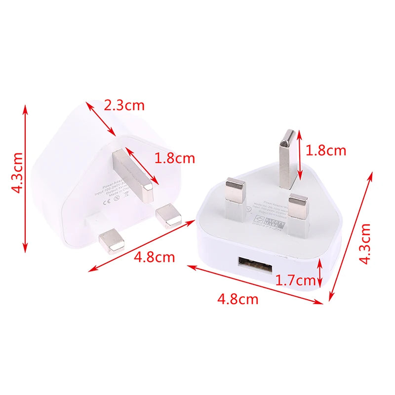 UK 3-Pin Dual USB Wall Charger – Fast Charging 5V 2.1A USB Wall Charger Zpaxo