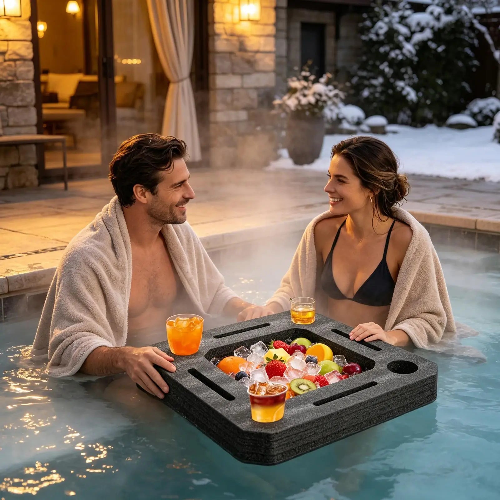 Floating Drink Holder Large Pool Tray Compartments Tub Waterproof