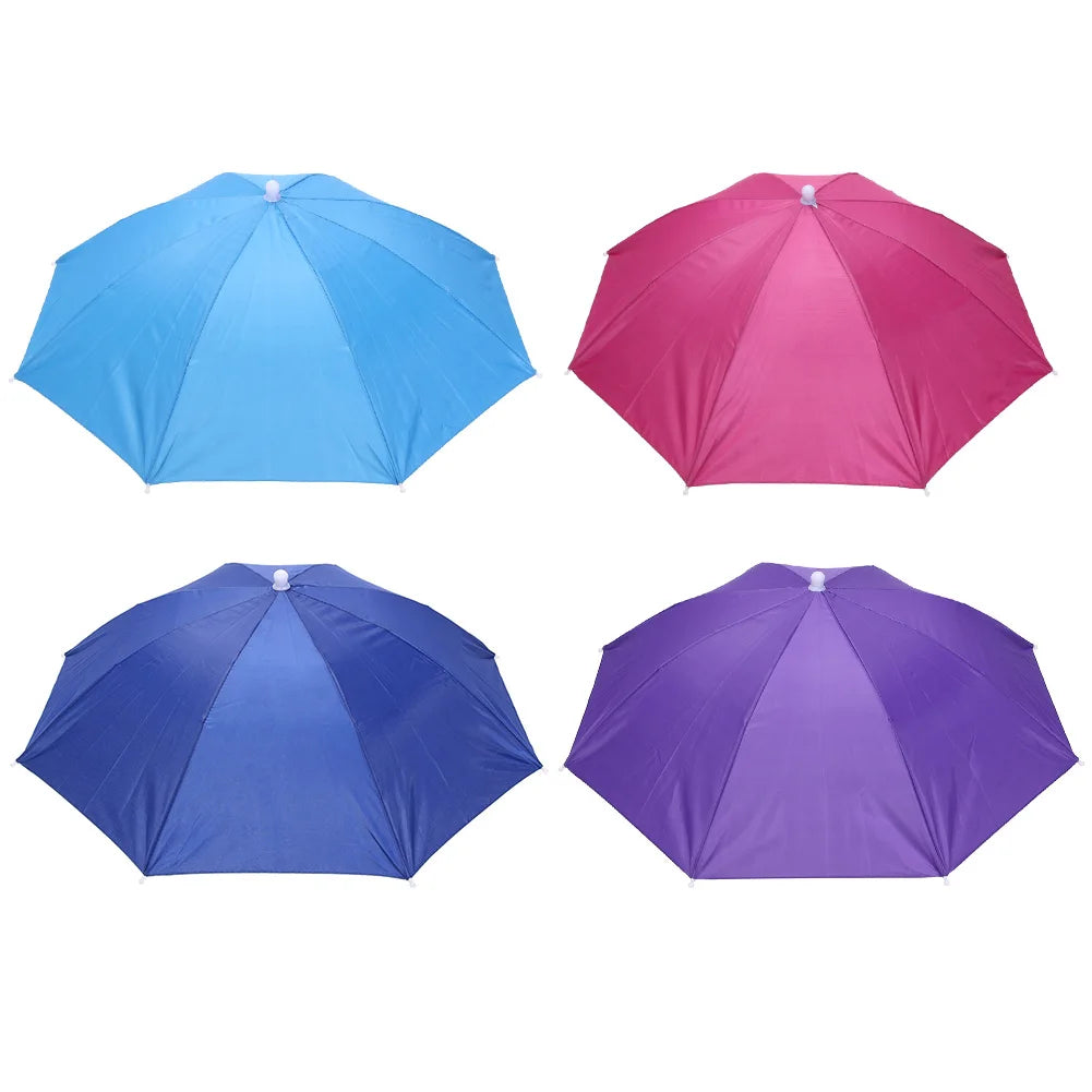 Headworn Umbrella with Elastic Band Anti-Rain Headwear Brolly Cap Waterproof Sunscreen Hat Umbrella Universal for Camping Hiking Zpaxo