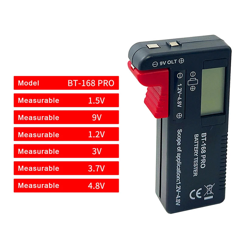 BT-168D Battery Tester Universal Digital LCD AA AAA CD 9V 1 5V Button Zpaxo A2