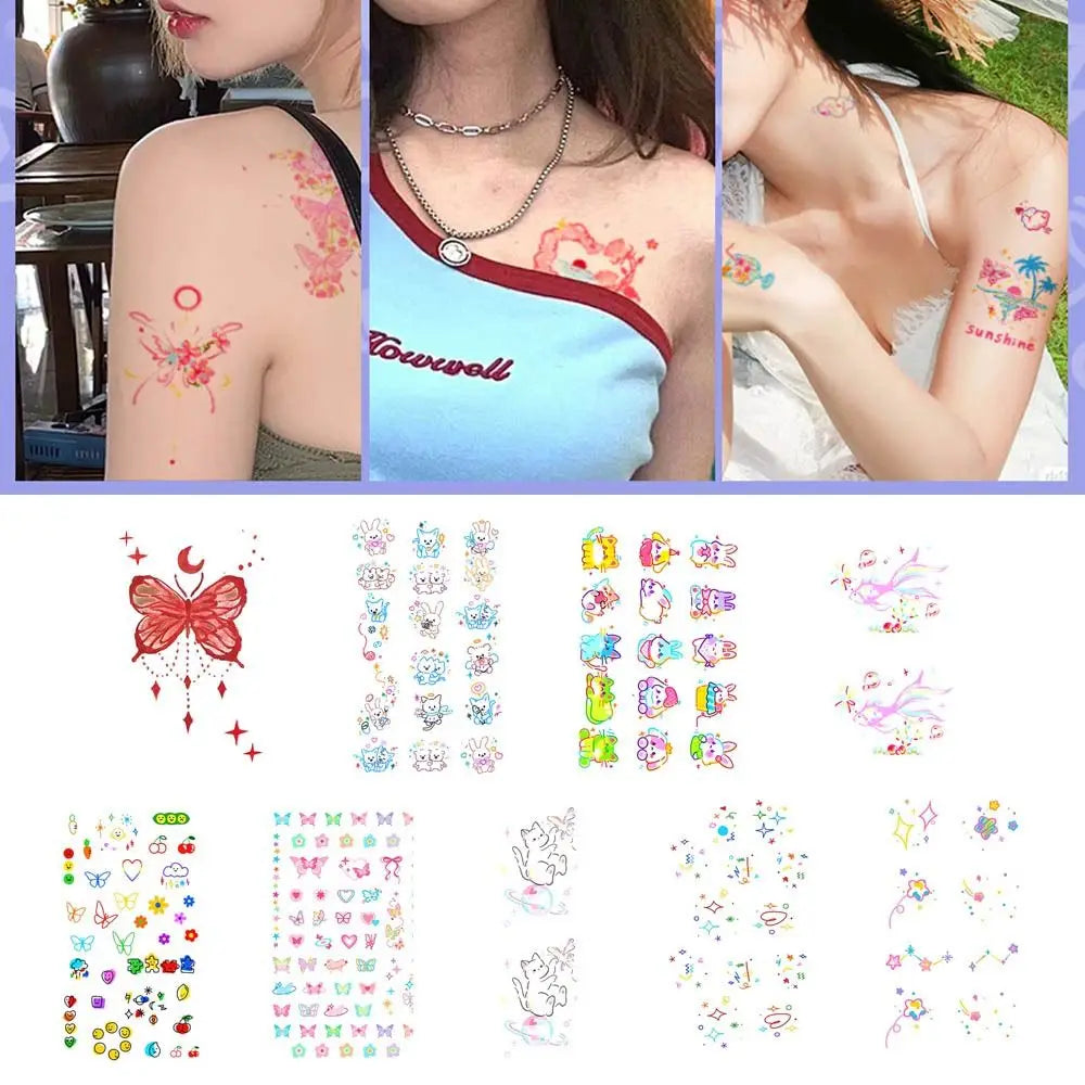 Butterfly Face Tattoo Sweet INS Style Face Decal Tattoo Sticker Long Lasting Temporary Tattoos Makeup Face Stickers Girls Zpaxo