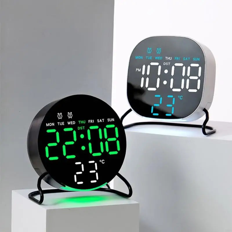 LED Digital Clock Bedroom Desk Double Alarm Ambients Lighting