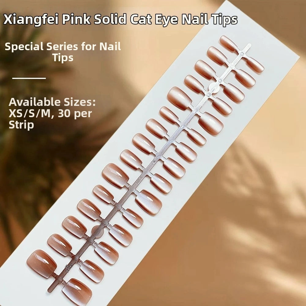30Pcs New Cat's Eye Press On Nails Medium Short Full Cover Nail Tips Handmade Removable Press On Fake Nails for Daily Wear Zpaxo