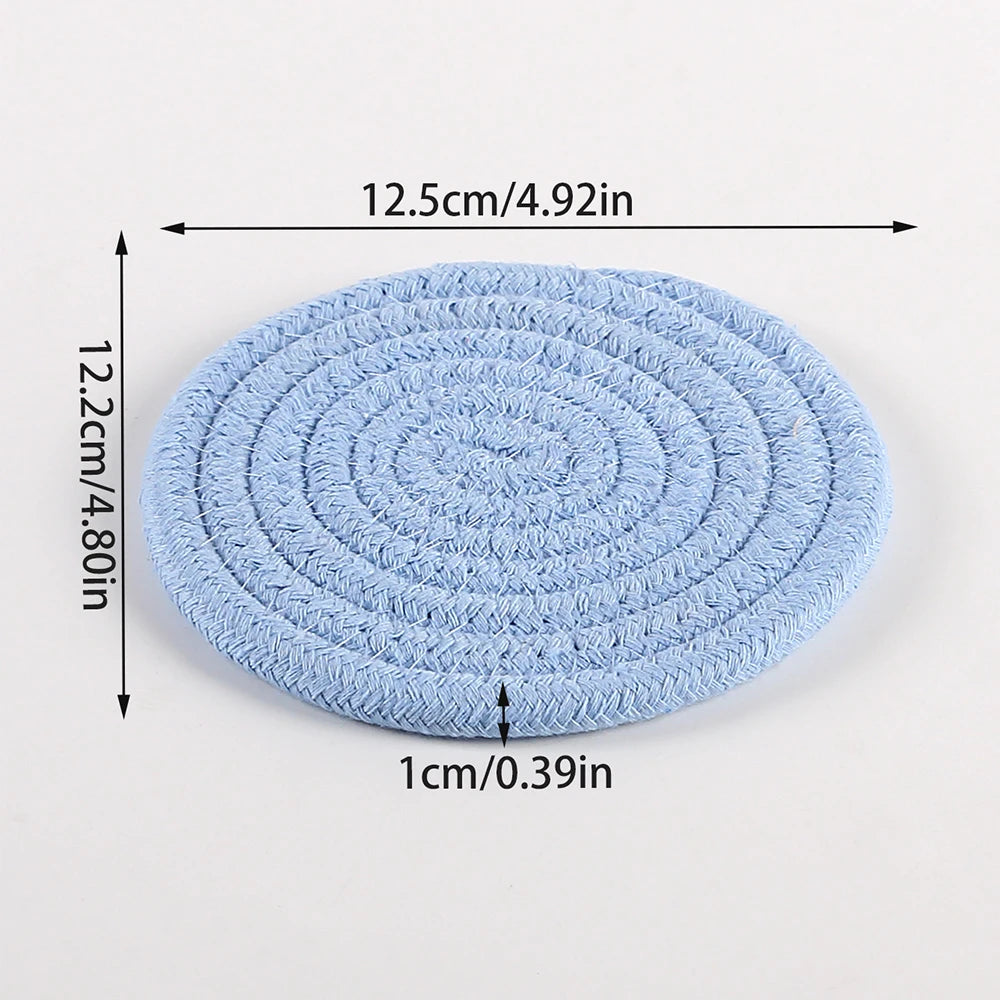 1PC Cotton Thread Cup Mat 12cm Round Coaster Knitting Table Mat Pot Holder Coffee Drink Tea Cup Woven Anti-Scalding Mat Zpaxo H