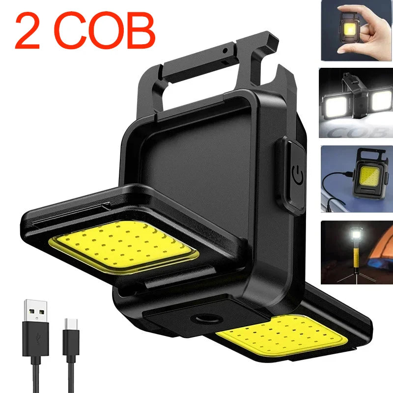 Mini COB LED Keychain Flashlight – USB Rechargeable & Magnetic