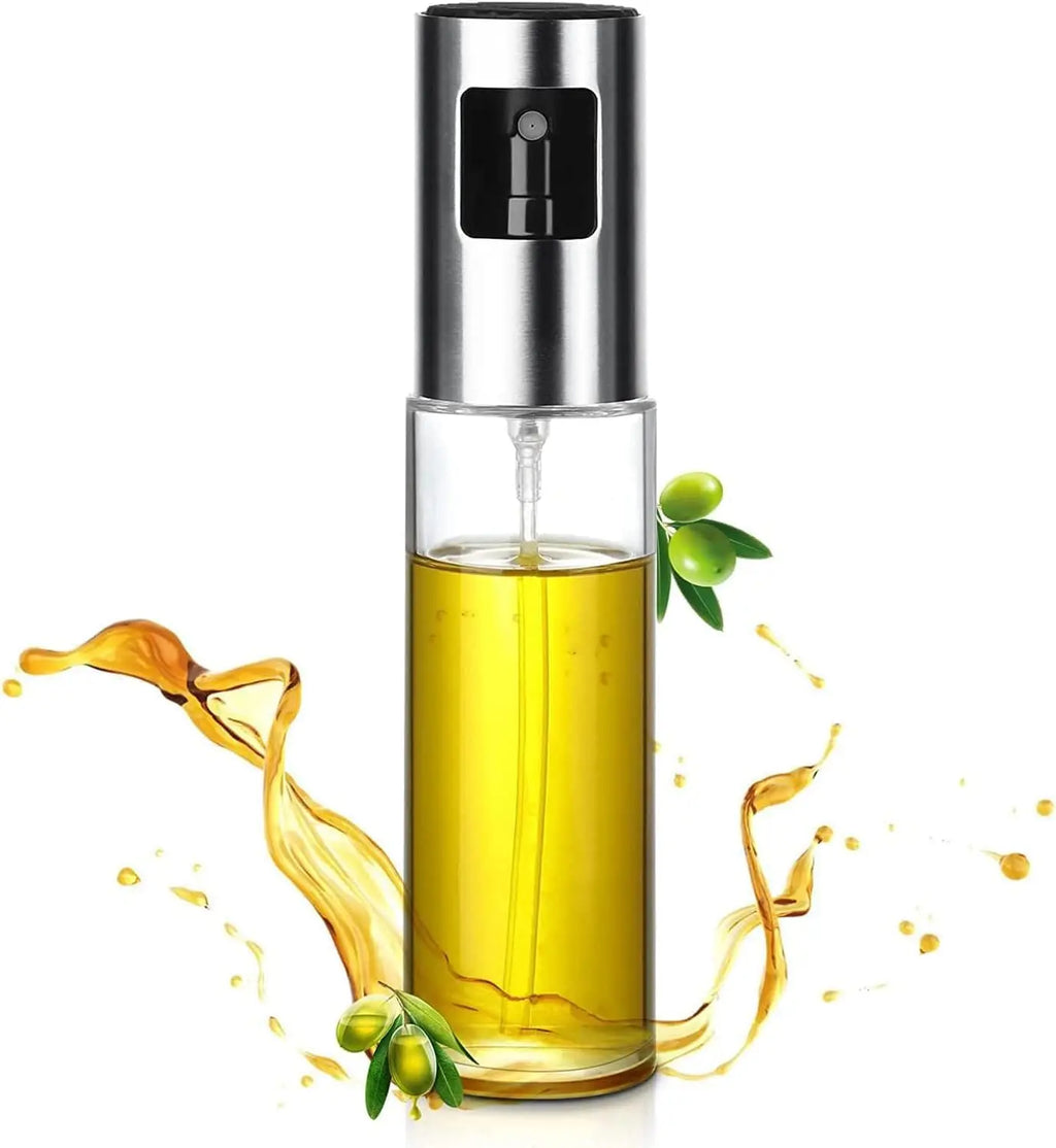 Oil Spray 100ml-Stainless Steel and Glass, Drop Resistant, Oil Dispenser with Accessories, Salad, Vinegar-Air Fryer Zpaxo 100ml-no scale