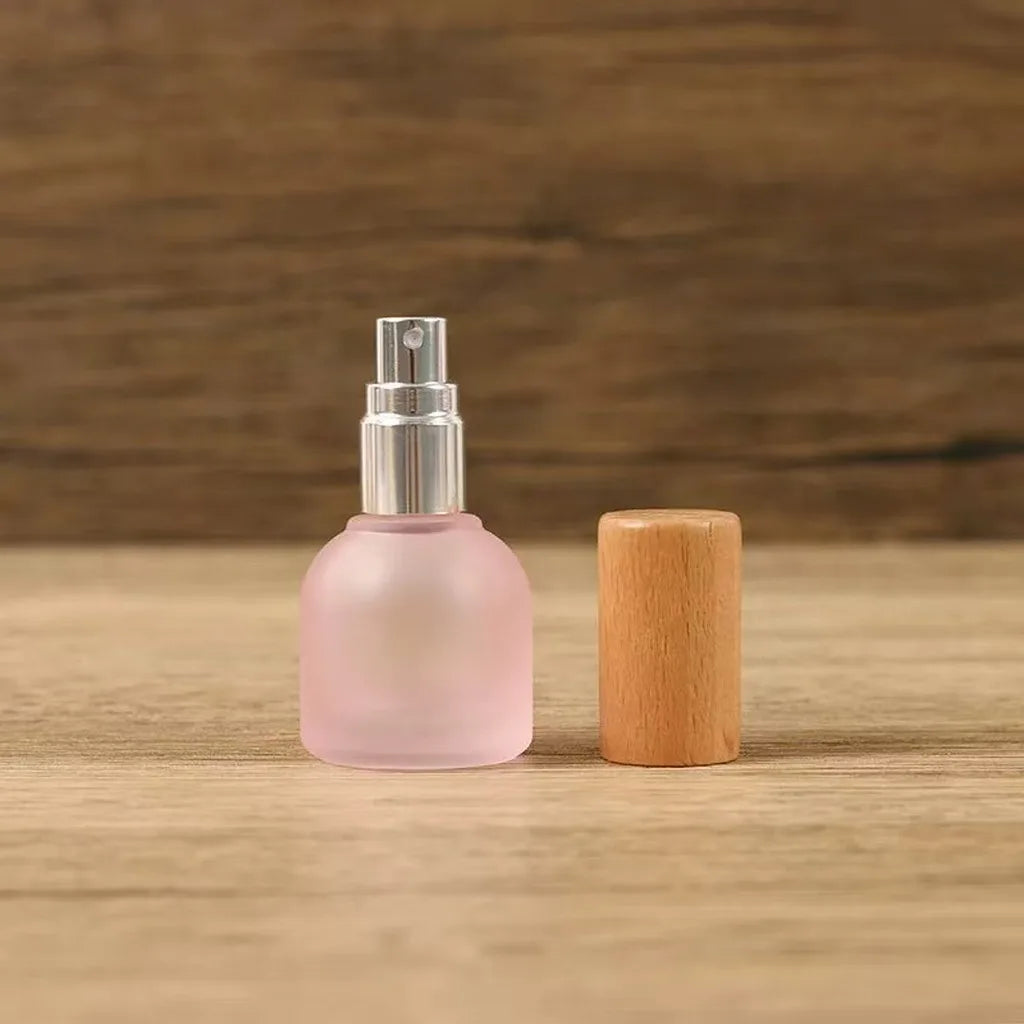 10ml Frosted Glass Refillable Perfume Spray Bottle | Wood Cap