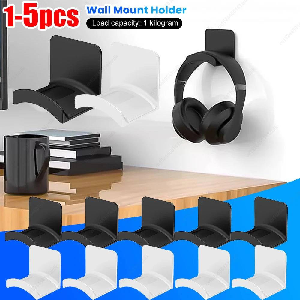 1- Universal Headphone Stand Adhensive Plastic Wall Mount Hanger Zpaxo