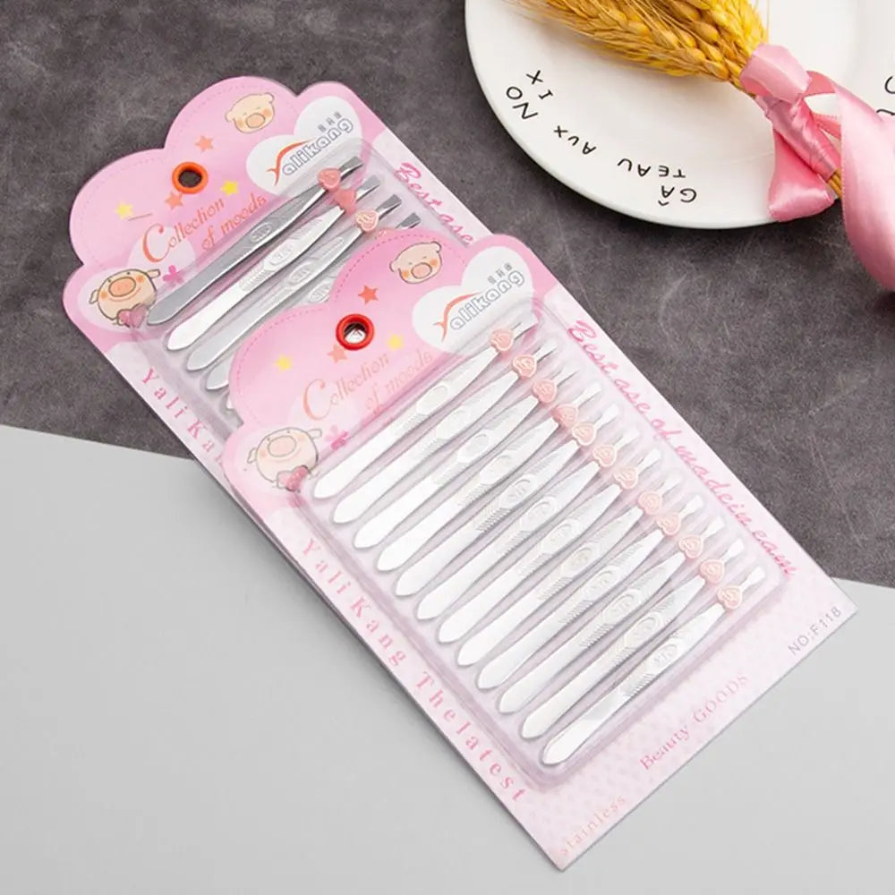 Stainless Steel Eyebrow Grooming Tweezers Straight Mouth Diagonal Zpaxo