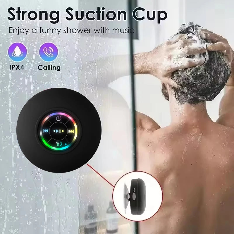 Bathroom Waterproof Wireless with Colorful LED Bluetooth Speaker Large Suction Cup Mini Portable Speaker Outdoor Stereo Speaker Zpaxo