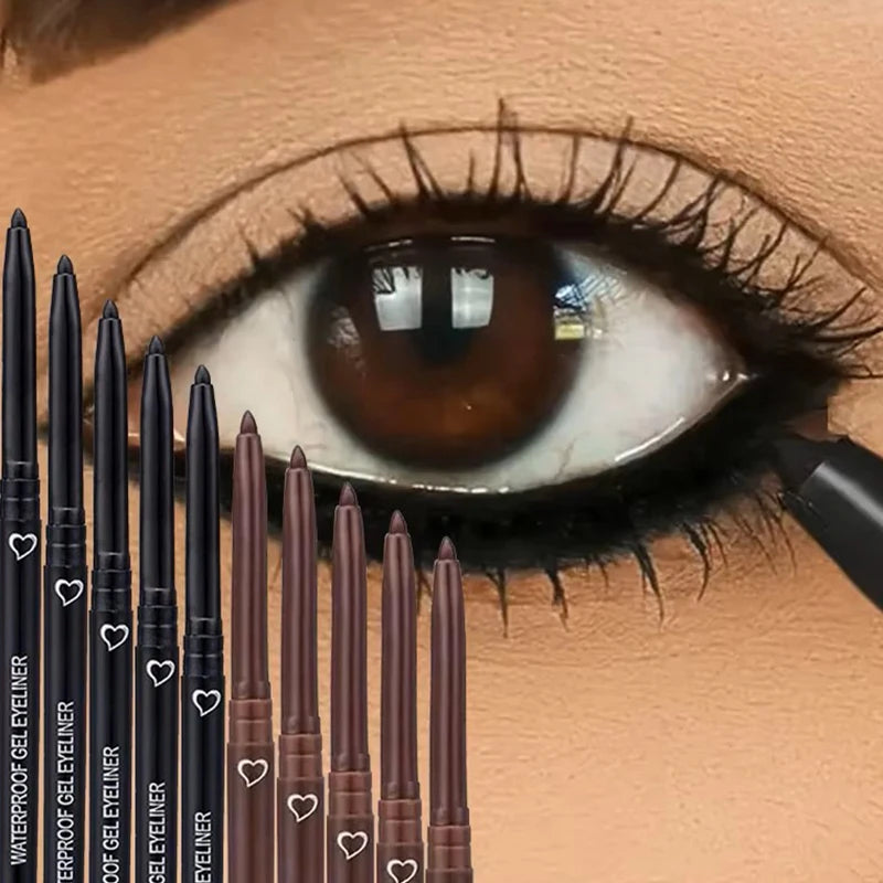 10pcs Black And Brown Ultra Fine Smooth Eyeliner Gel Pen Is Not Easy To Faint Makeup Pen Head Ultra Fine Suitable For Beginners Zpaxo