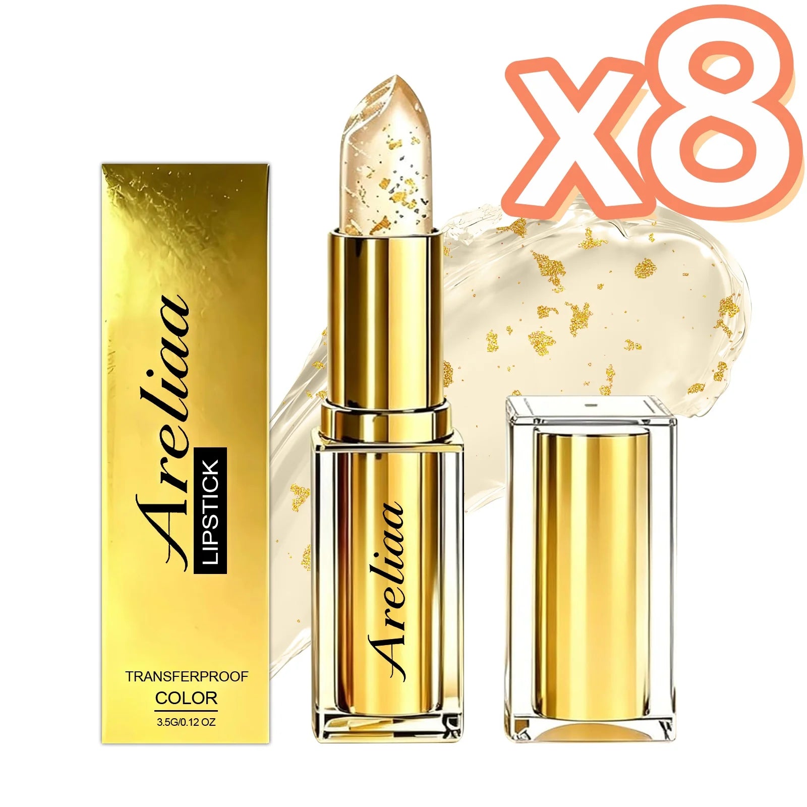 Gold Foil pH Color Changing Lip Balm | Moisturizing Lip Gloss Color Changing Lip Gloss Zpaxo 1pc Boxed x 8