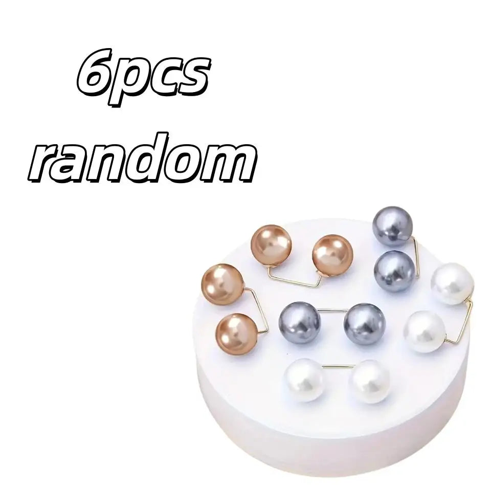 6pcs Pearl Brooch Pins – Non-Slip Safety for Dress Cinching, Collar & Scarf, 1.09 cm Fashion Button Zpaxo 6pcs random