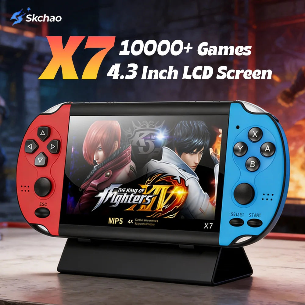 10000 Games X7 Retro Handheld Game Console with 4.3 Inch LCD Screen 8GB TF Card Built-in MP5 Video Game Classic Game Console Zpaxo