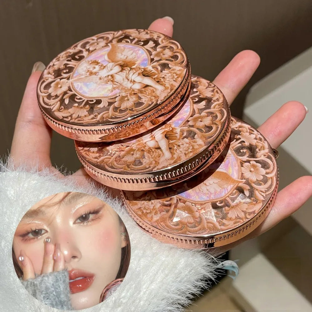 Angel Embossed Pink Highlighter Baroque Palette Glitter Pearlescent Zpaxo