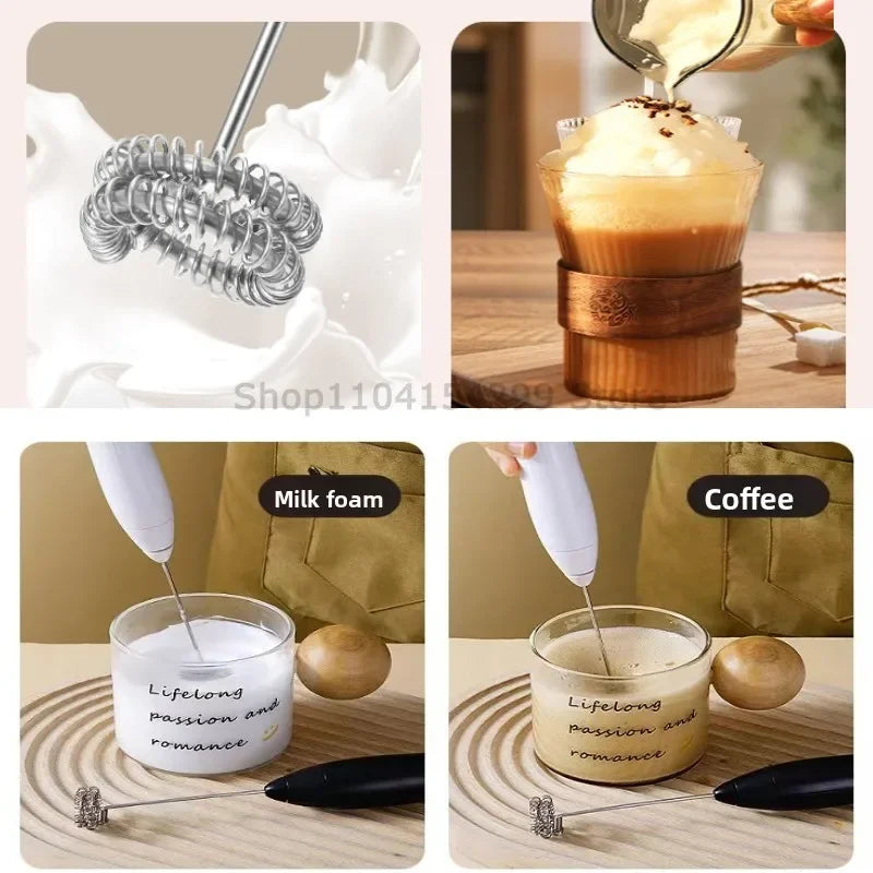 MINI Milk Frother USB Rechargeable 3 Speeds Foam Maker Coffee Whisk Mixer Electric Handle Blender Egg Beater Zpaxo