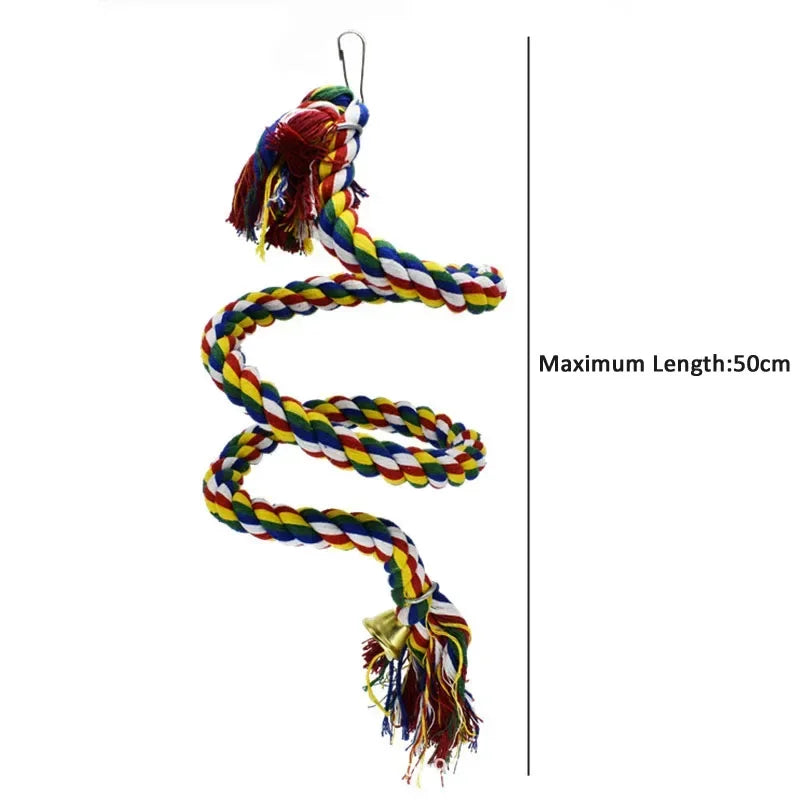 Bird Toys Parrot Climbing Rope Birdcage Suspension Pole Cotton Rope Swivel Ladder Parakeet Training Chew Toys Pet Supplies Zpaxo