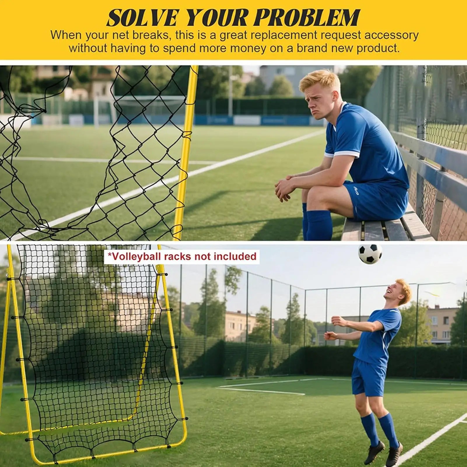 Volleyball Rebounder Net Mesh Adjustable Catcher Fit 74Ft Frame 28