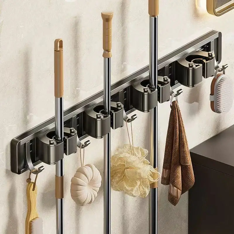 Broom Organizer Mop Gun Gray Hook, No-drill, Strong Adhesive, Wall-mounted, Bathroom Towel, Wall-mounted, Kitchen Clothes Hook Zpaxo