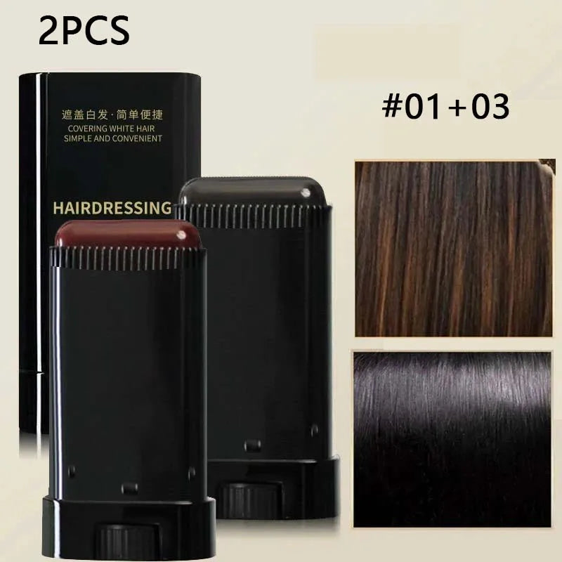 3-Color 2in1 Quick Touch-Up Hair Stick with Comb Beard Color Stick Portable Temporary Quick Coverage Hair Pen Instant Dye Stick Zpaxo Black and Brown