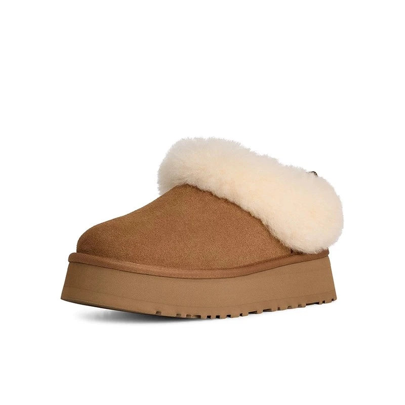Women Ankle Snow Boots Fashion Platform Low Slippers Home Room Cotton