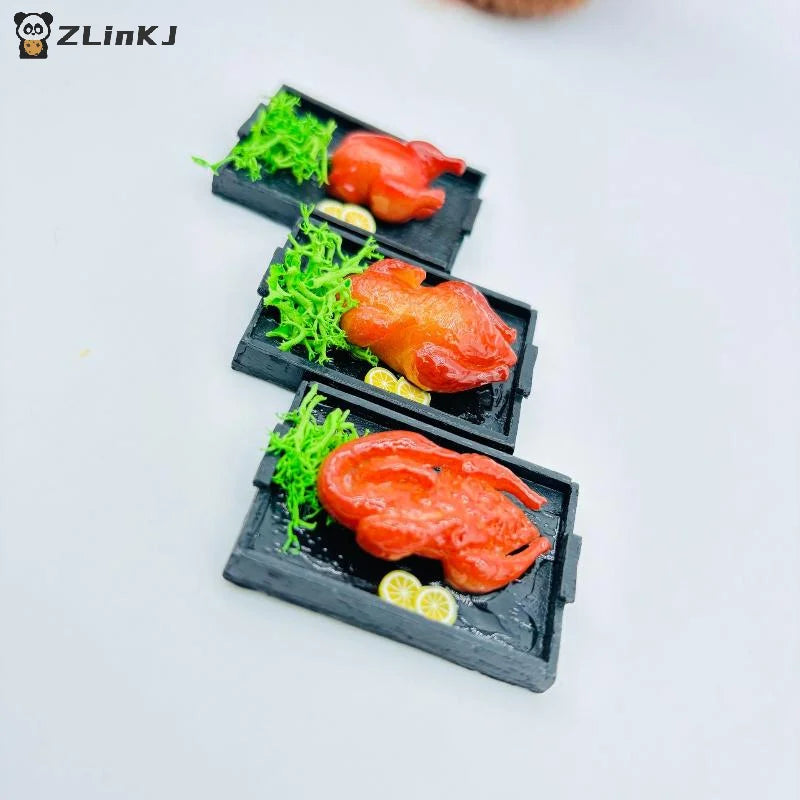 ▶1Pc 1:12 Dollhouse Miniature Food Toy Christmas Roasted Chicken And Roast Duck Scene Model Doll House Accessories Zpaxo