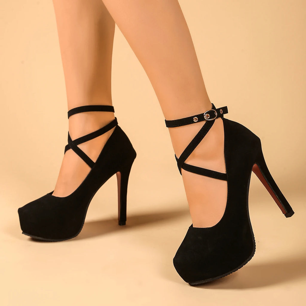 Fashion Sexy Heels Ladies Stilettos Strappy Pumps Women's Sandals Zpaxo black 39