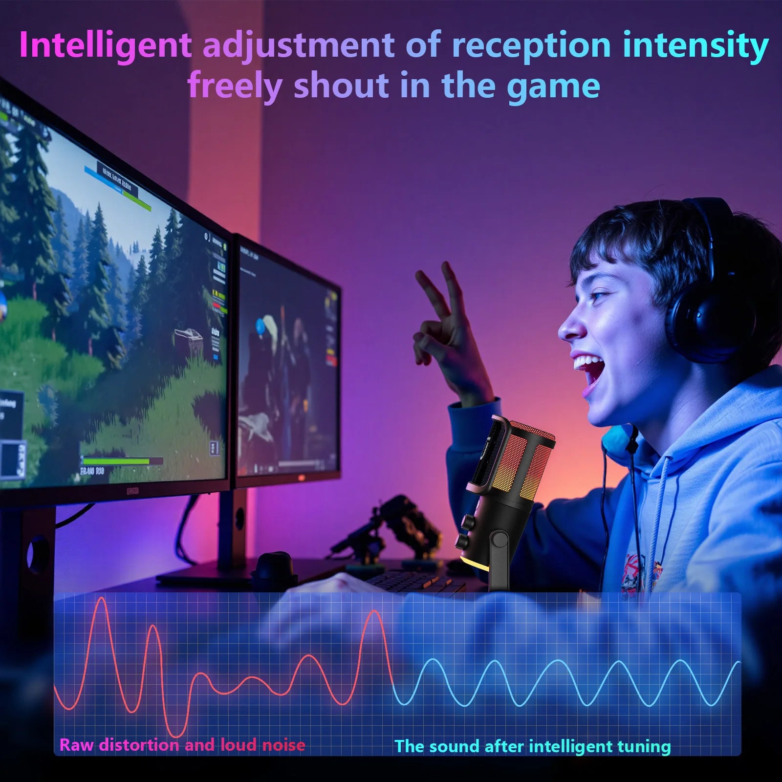 USB XLR Dynamic Microphone Podcast Recording Computer Gaming